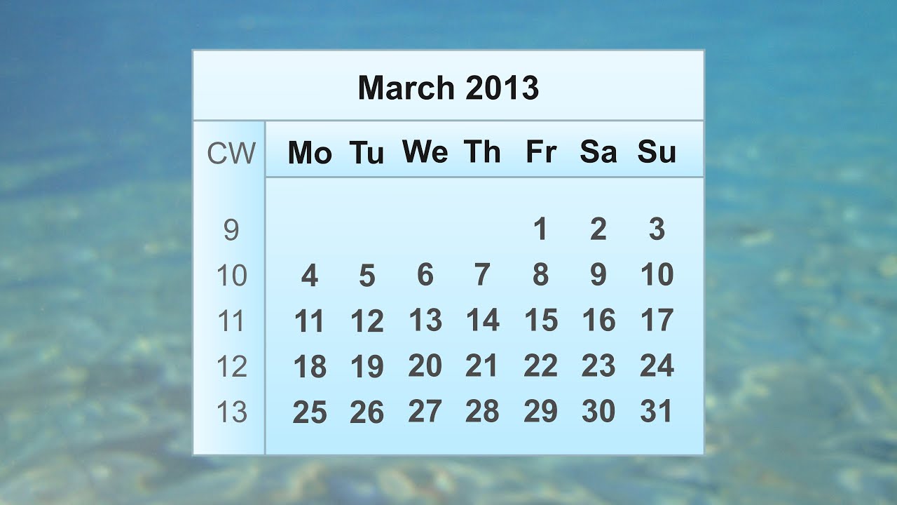 March 2013 Calendar