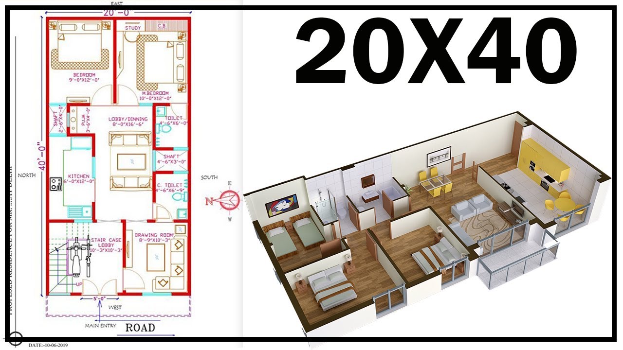 20'-0"x40'-0" HOUSE  PLAN | West Facing | 2 BHK WITH INTERIOR | Ground + First | Gopal Architecture