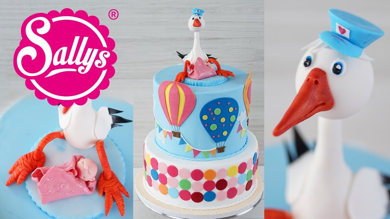 Storch Tortenfigur / 3D Stork Cake Topper / Modellierschokolade / Sallys Welt