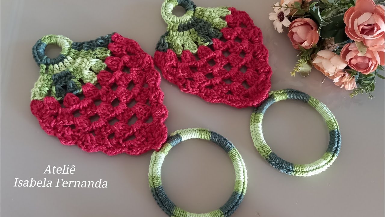 Porta Pano de Prato em Crochê Morango🍓Super Fácil e Econômico Passo a Passo