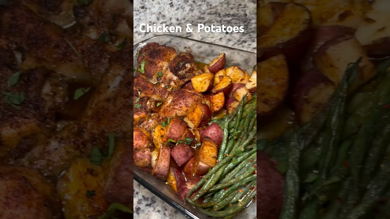 Easy Baked Chicken, Potatoes & Green Beans | Quick Dinner Idea. #dinnerideas #easyrecipe #shorts