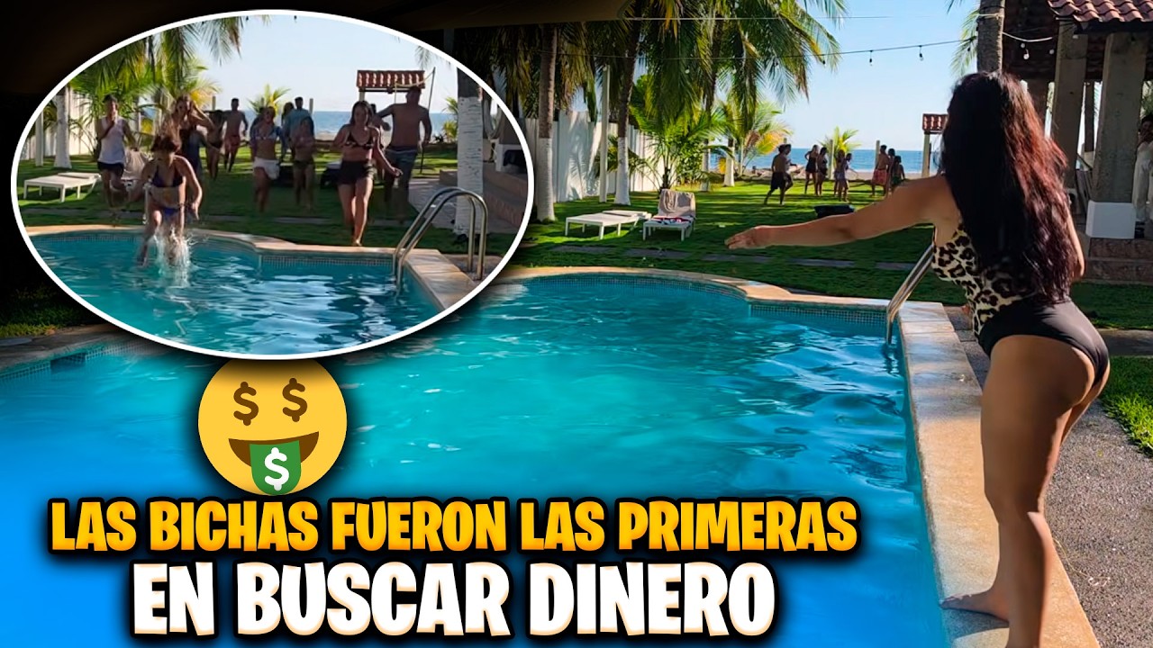 Bessy le tira dinero a los Jrs a la piscina y todos no dudaron en ir a buscar
