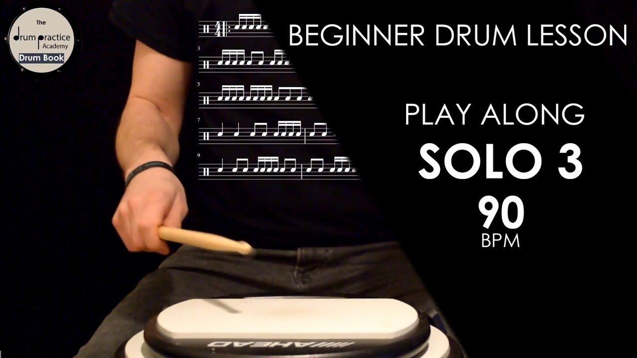 Best Practice Pad Play Along for Beginner | Snare Solo 3 - 90 BPM | Drum Lesson