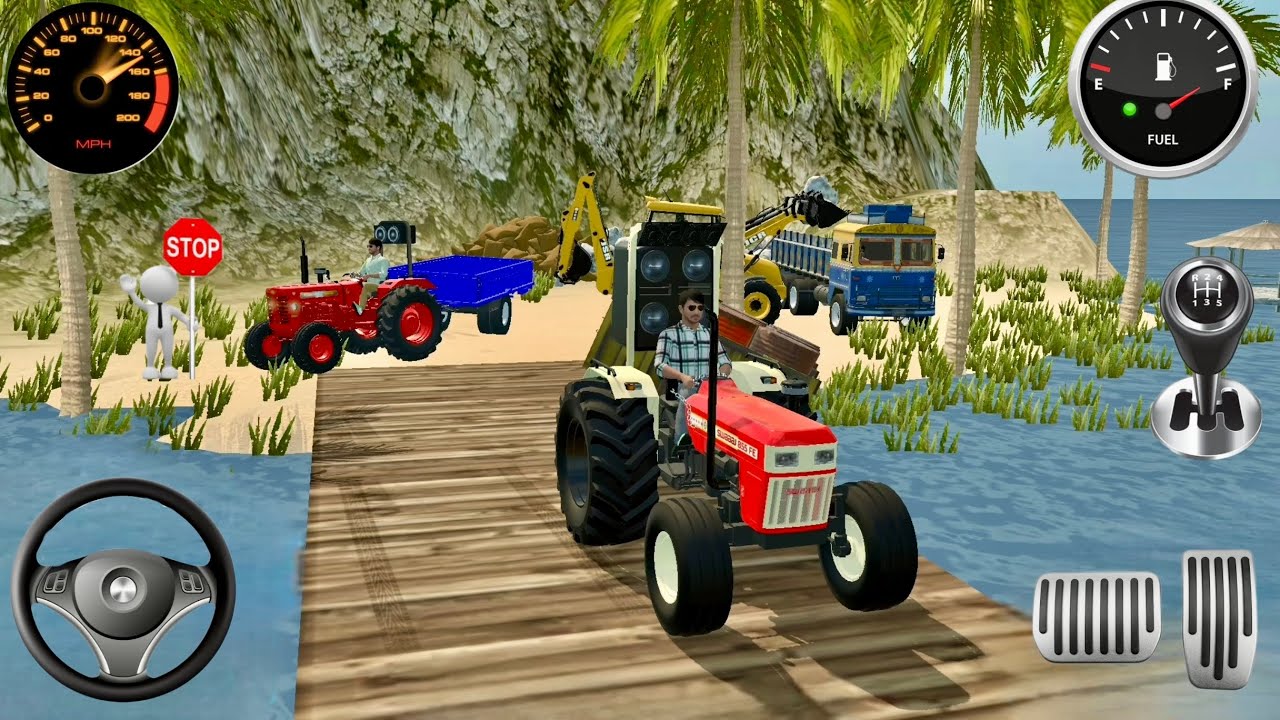 JCB🚜Unloading Stone🪨Truck &Tractor #Game #jcb #gaming #part57 