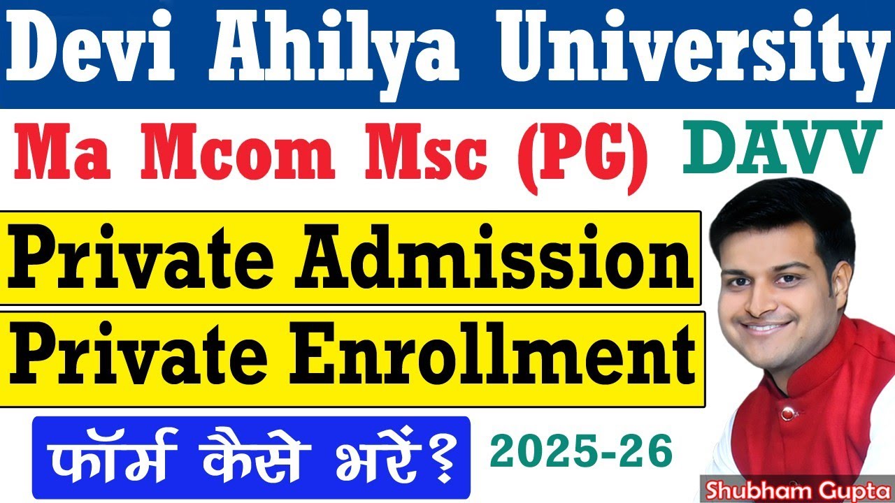 DAVV University Ma Mcom Msc Private Admission Form 2025 / DAVV PG Private Enrollment Registratin