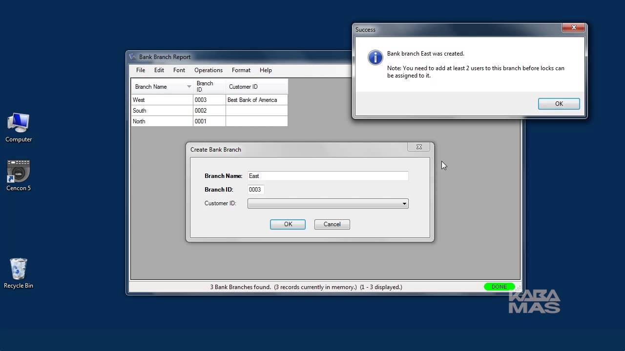 Cencon 5 Software Operation - Bank Branch Report