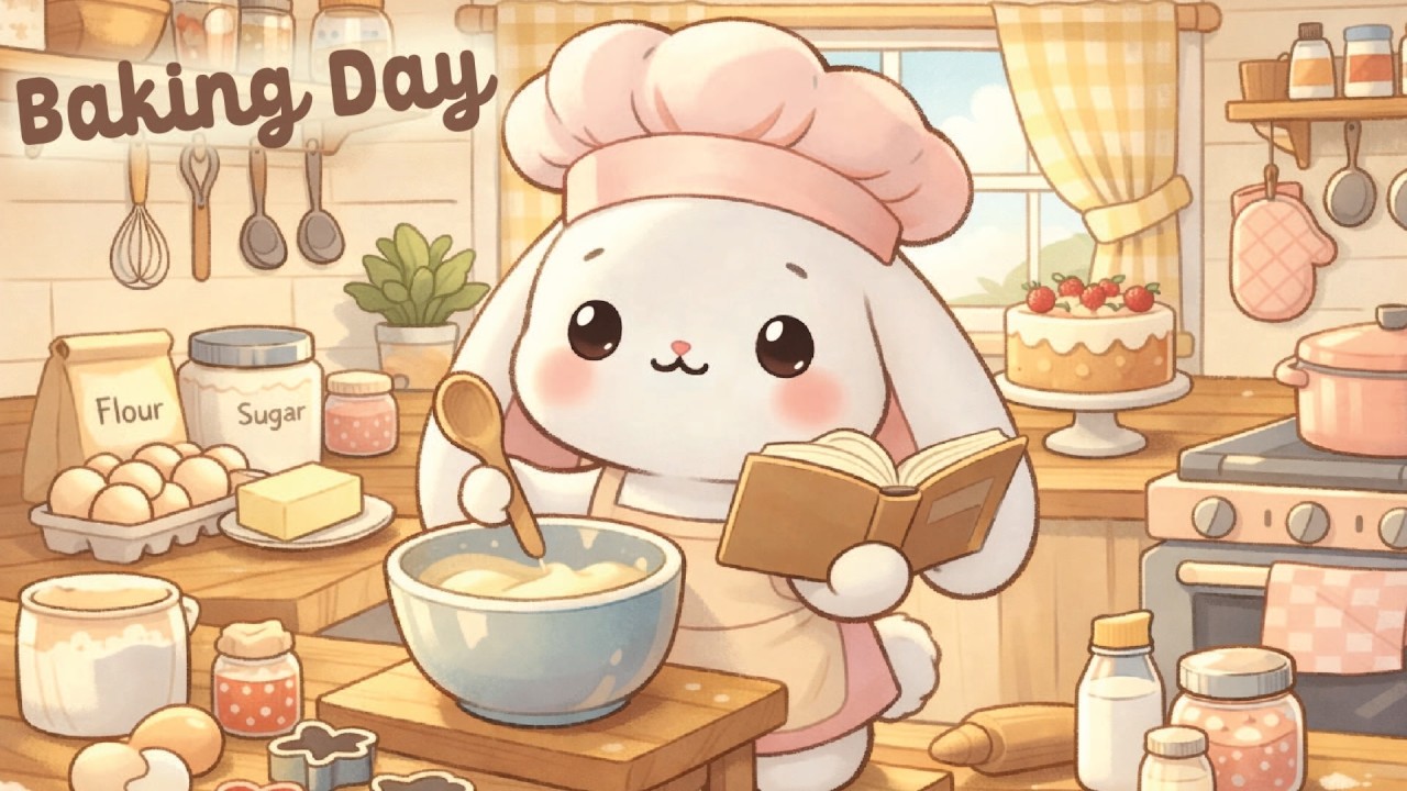 Baking Day Lofi 🥐🐰 4 Hour Happy Cute Lofi Song 🐇 Bunny Lofi 🥕 relaxing music 🍰 [Lofi Hip Hop]