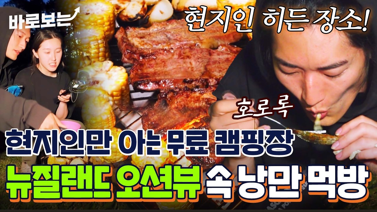 캠퍼들의 천국 뉴질랜드에 있는 현지인 히든 장소! 오션뷰 무료 캠핑장에서 캠핑 만렙 부부의 끝내주는 먹방｜#바로보는살아보고서