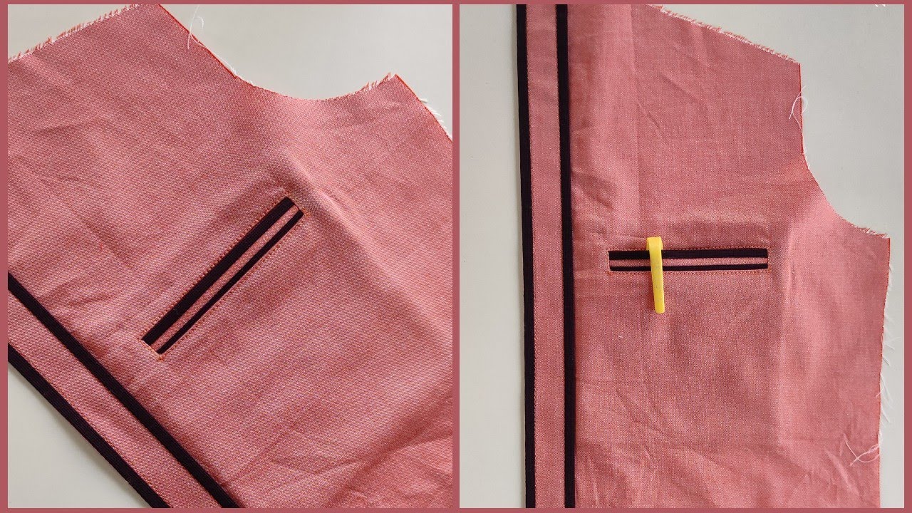 designer shirt front placket stitching tutorial || sew a designer shirt placket with Welt pocket ||