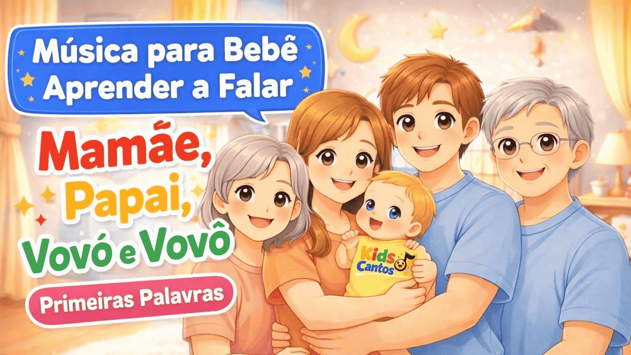 Primeiras Palavras do Bebê | Música Educativa: Mamãe, Papai, Vovó e Vovô