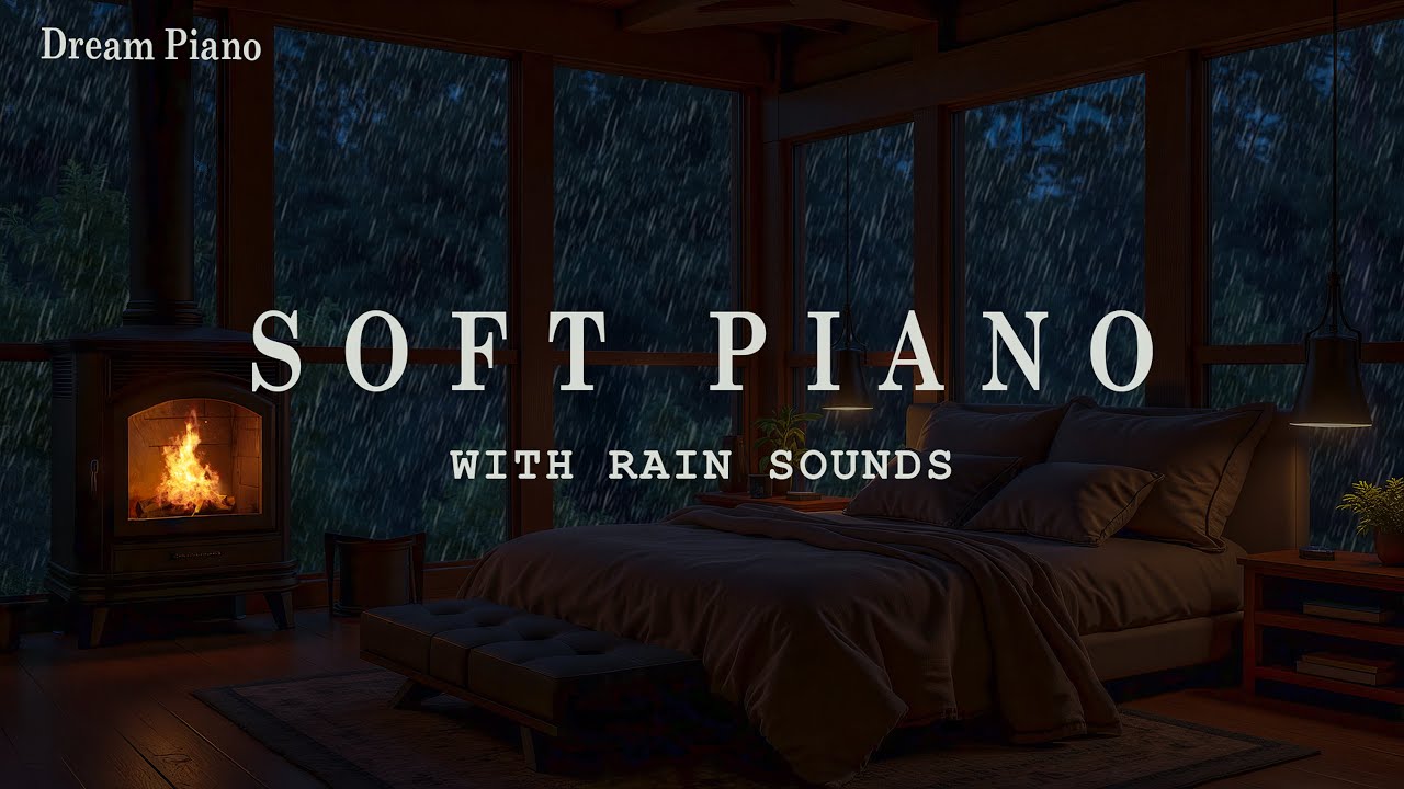 Relaxing Piano and Soft Rain Sounds 🌧️🎹 Sleep Music in a Peaceful Bedroom Ambience for Stress Relief