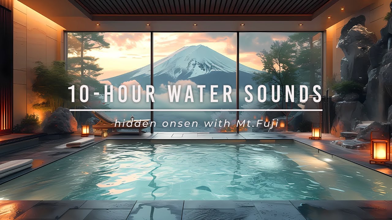 10-hour Onsen ASMR ambiance | Hidden Japan's Onsen with Mt. Fuji View