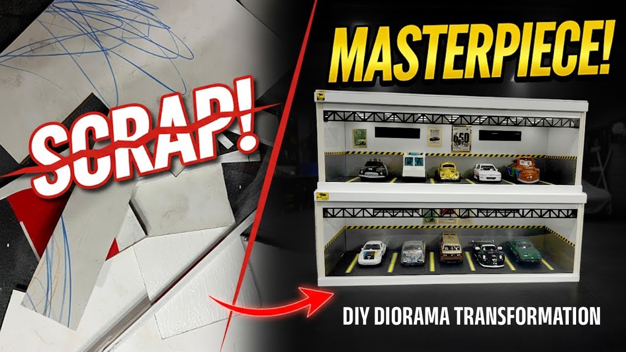 How to make mini garage 1/64 model car parking #carcustomization #garagemaking #rccars #hotwheelcars