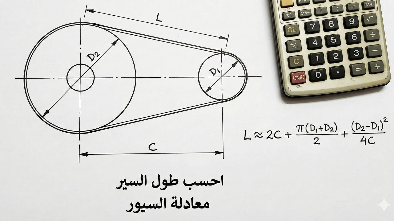 حسابات النقل بالسيور: دليل تحديد طول السير والبعد بين المراكز خطوة بخطوة