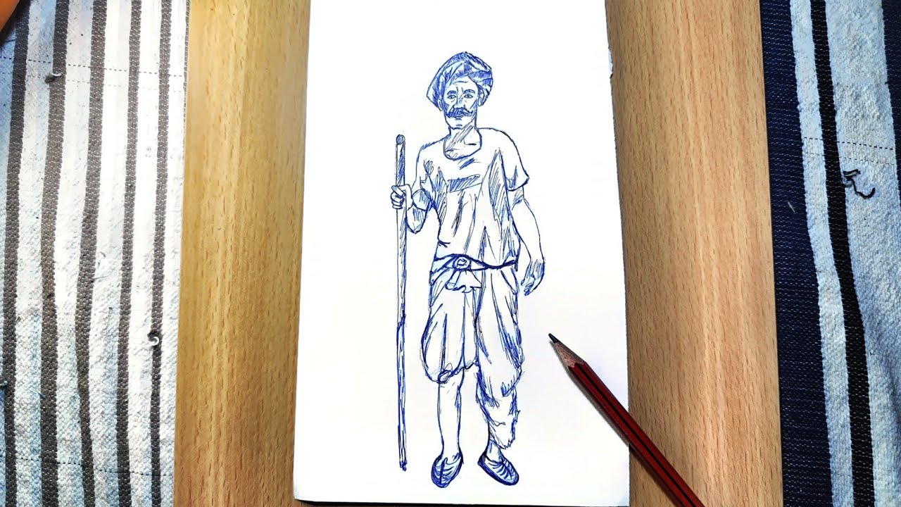 How to draw a village old man 👴 