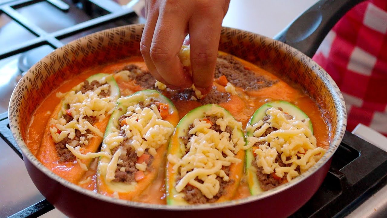 ¡Increíble receta! Calabacitas rellenas de carne molida que te harán salivar 🥒😋