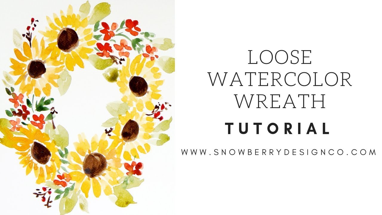 How To Paint A Loose Sunflower Wreath | BEGINNER WATERCOLOR TUTORIAL