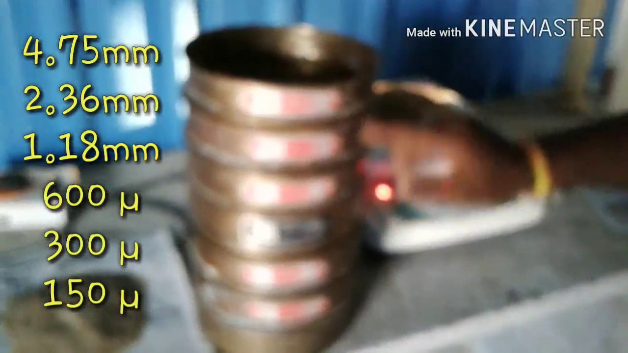Sieve analysis of sand test. Sieve sizes setting