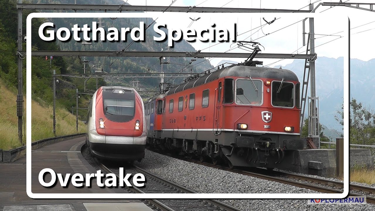 Gotthard Special: Goederentrein wordt ingehaald door kantelbaktrein!