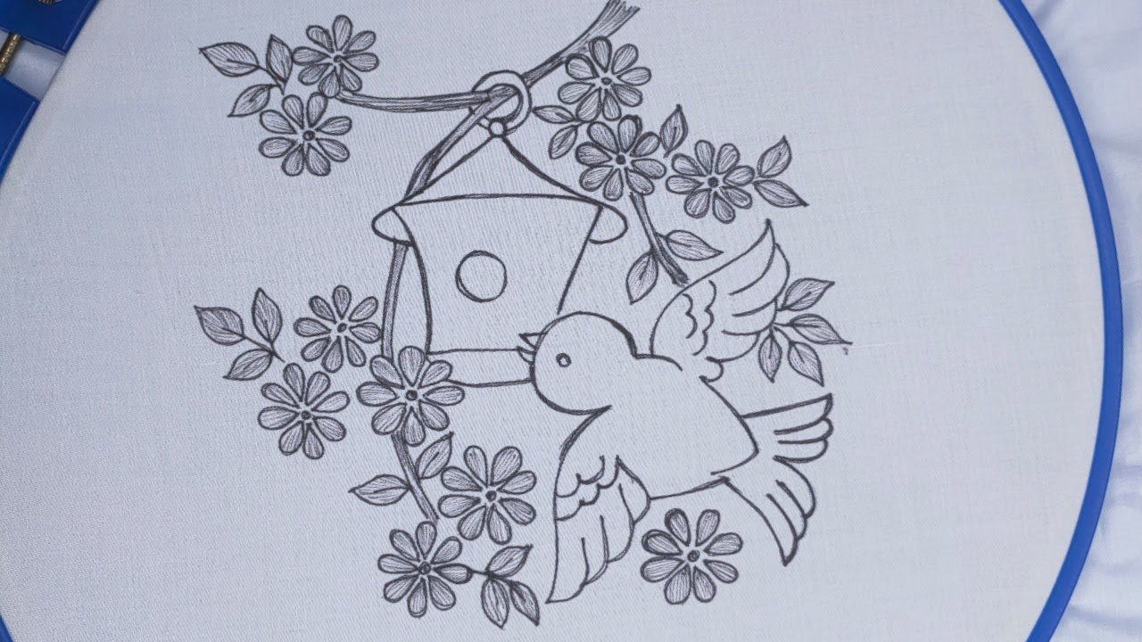 Very Beautiful Hand embroidery Design l Amazing Bird And Tree House l Embroidery Secrets