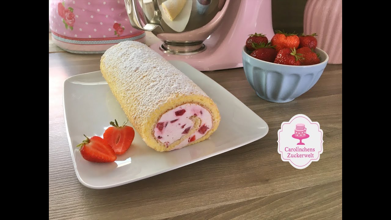 Erdbeer-Quark-Biskuitrolle Erdbeerrolle/Super einfach und mega lecker! Gelingt garantiert!