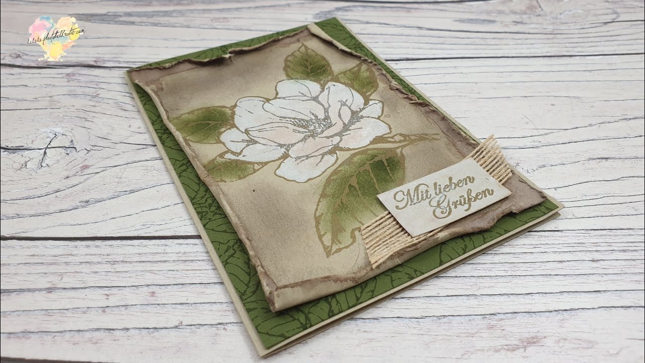 Vintage Whitewashing Technique mit Stampin' Up! Magnoliengruss