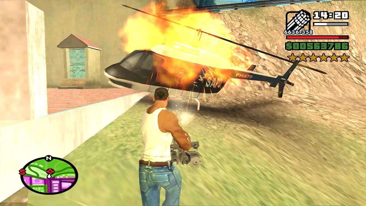 ⭐⭐⭐⭐⭐⭐SIX STARS WANTED LEVEL RAMPAGE WITH MINIGUN | 6 STAR WANTED LEVEL ESCAPE IN GTA SAN ANDREAS