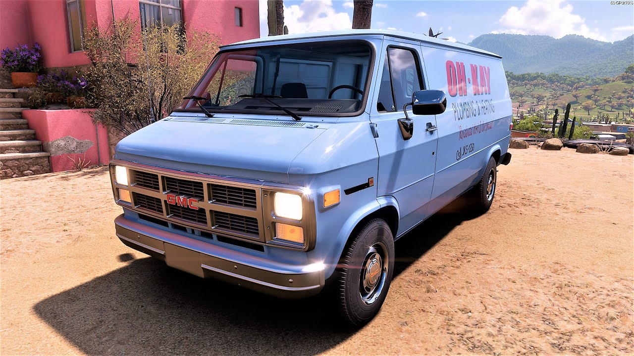 Forza Horizon 5 . GMC Vandura G-1500 1983 . Car Show Speed Jump Crash Test Drive . 4K 60fps.