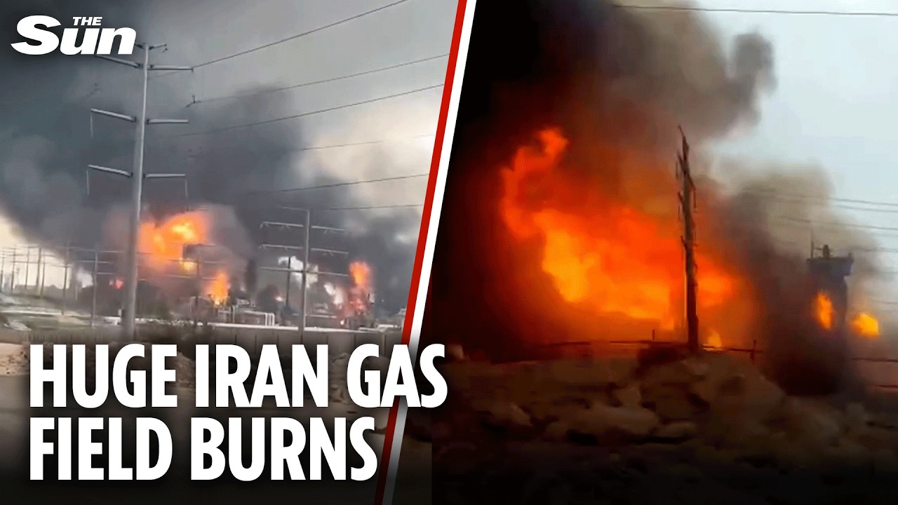 Massive fire at world's largest gas field in Iran as oil sites in Gulf evacuate after Iran warning