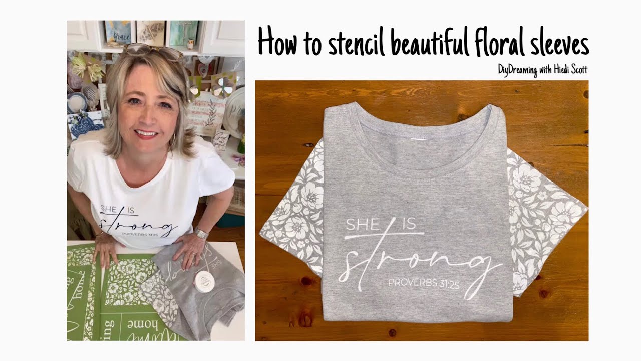How to stencil beautiful floral design on t-shirt sleeves | Magnolia Design Co