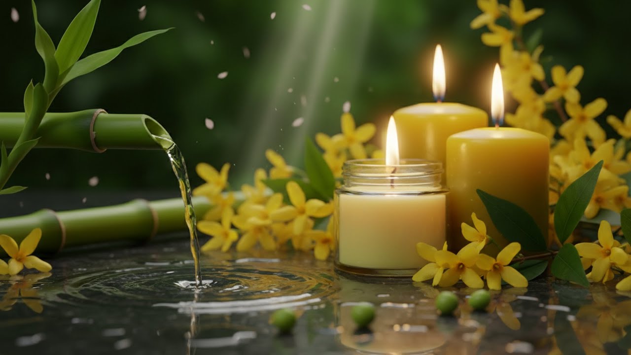 Pure Zen Ambience 🕯️ Bamboo Water, Soft Candles & Deep Relaxing Meditation Music
