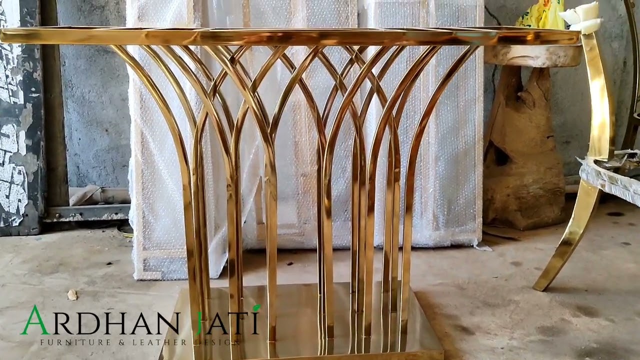 Meja Konsul Stainless Top Marmer | Stainless Console Table Style | Furniture Minimalis Ardhan Jati