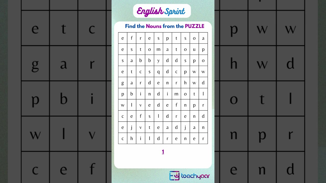 Find the Nouns in the puzzle | English Games