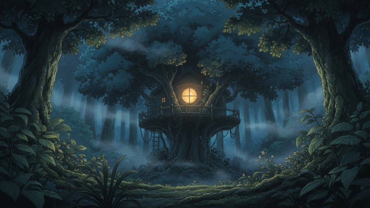 Rain on the Wooden Roof 🌧️ Cozy Rainy Tree House Daily Life | Peaceful Ghibli Style Story