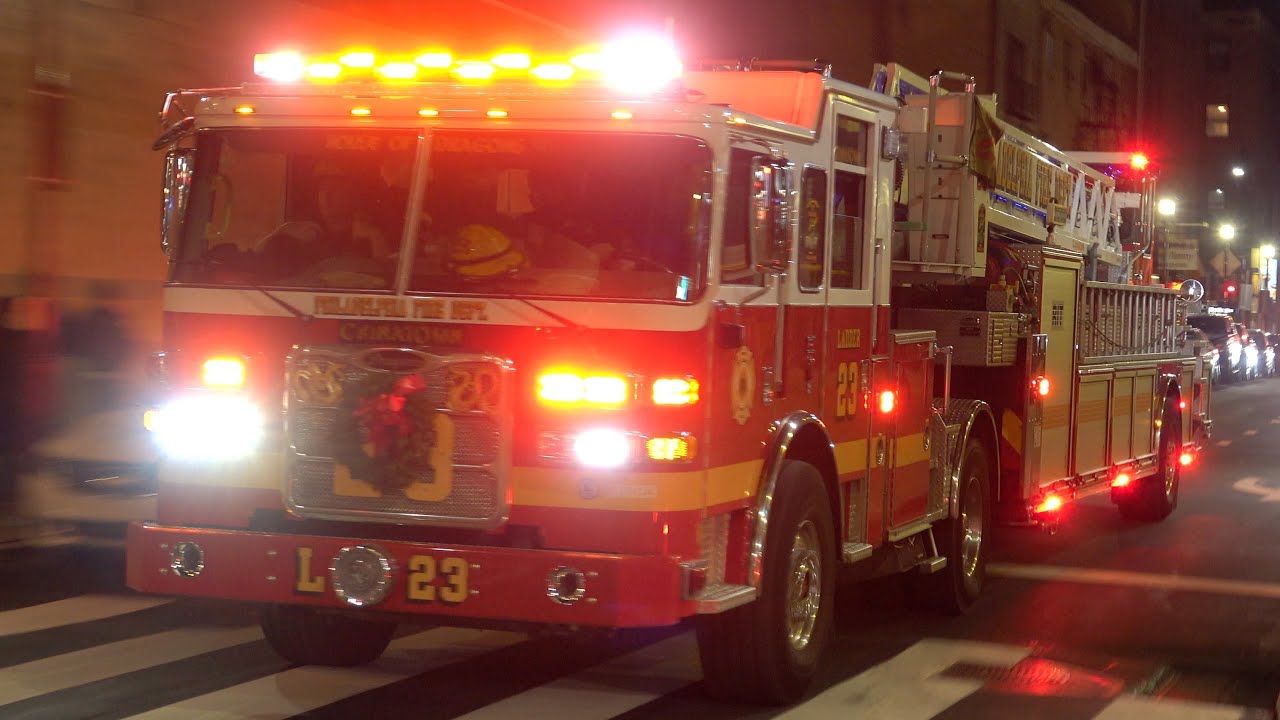 Philadelphia Fire Department Engine 20 & Ladder 23 Responding