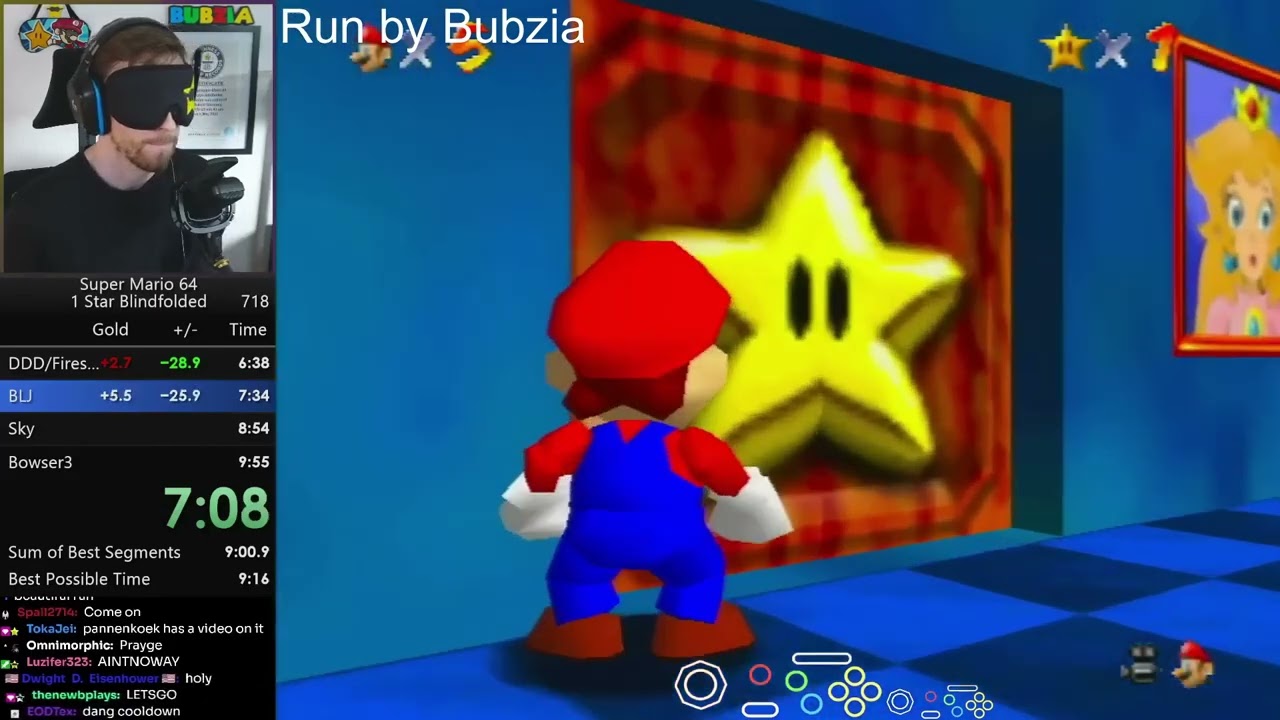[WR] Super Mario 64 1 Star Speedrun (Blindfolded) 9m 40s by Bubzia