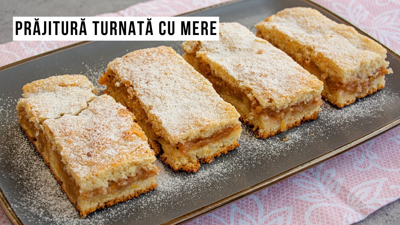 Prăjitură turnată cu mere rase și aluat fraged. Cea mai ușoară rețetă de post | Bucate Aromate