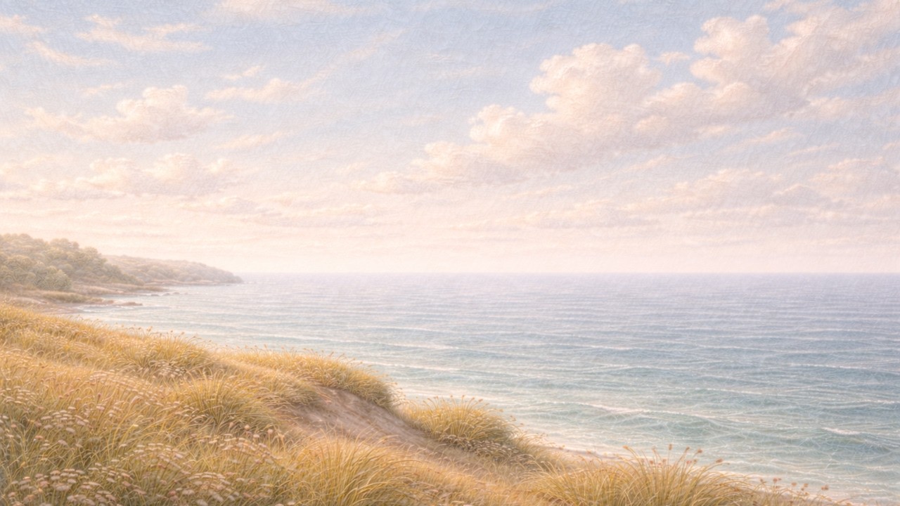 Gentle Coastal Bluff Oil Painting for TV | 4K Wall Art | No Sound (3 Hours)