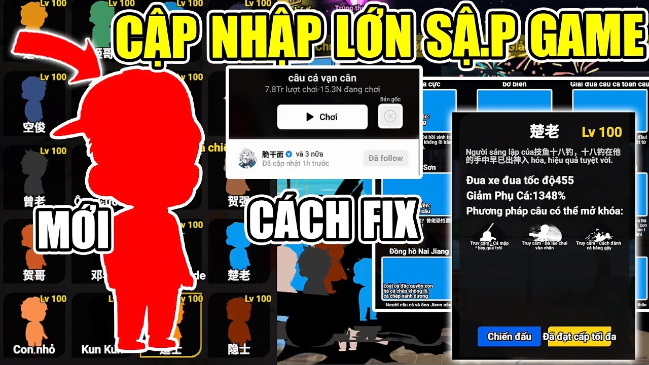 PHÁT HIỆN CẬP NHẬP LỚN SẬP GAME ĐỔI NHÂN VẬT MỚI CÁCH FIX VÀO GAME CÂU CÁ VẠN CÂN