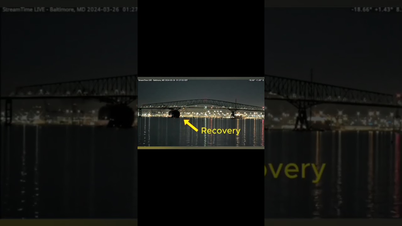Baltimore Bridge collapse on timelapse 