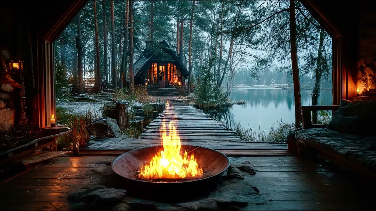Deep Sleep in a Frozen Forest 🕯️ Winter Ambience, Cozy Fireplace & Gentle Piano