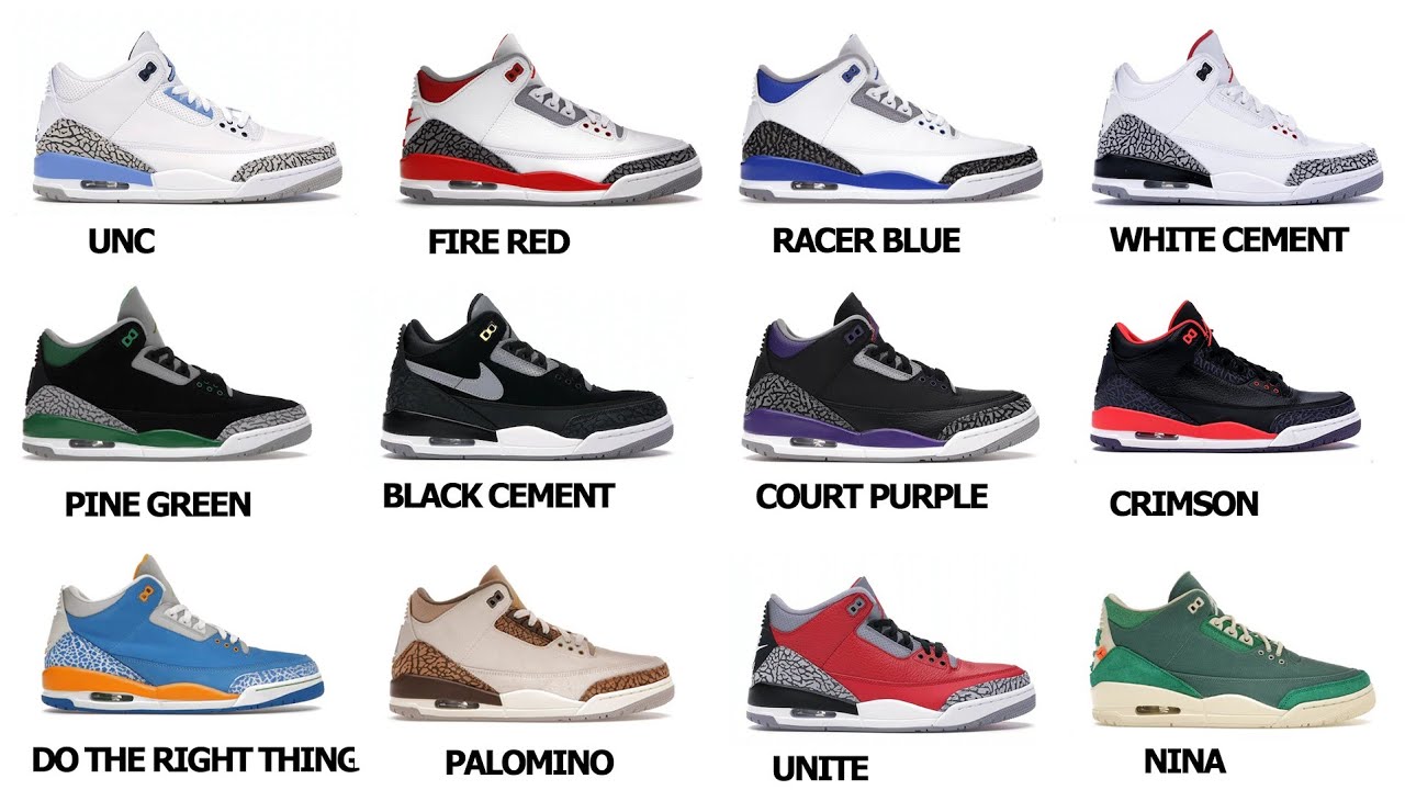 Top 20 Air Jordan 3 Visual Colorway With Names