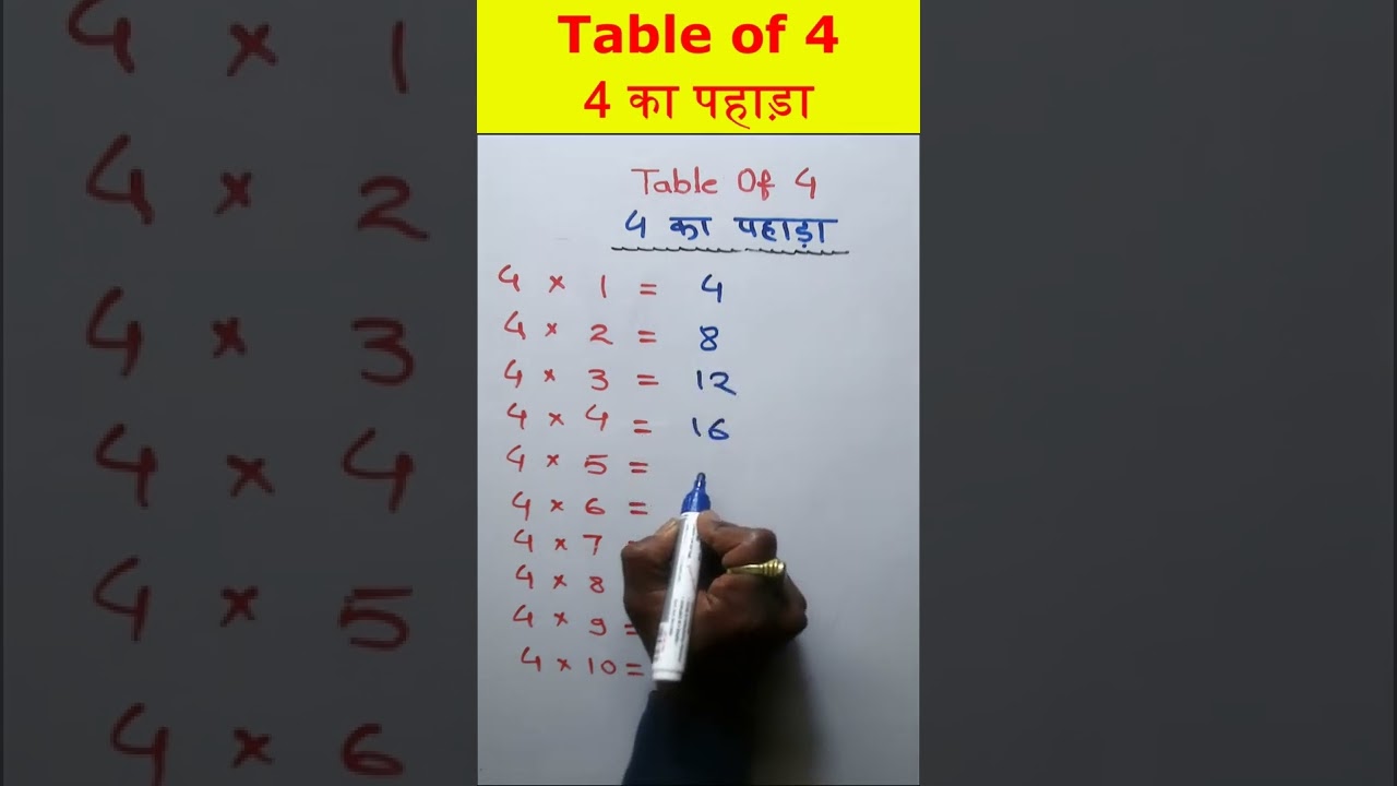 4 का पहाड़ा | Table of 4 | 4 ka pahada | Table of 4 in hindi | hindi rhythm | #shorts