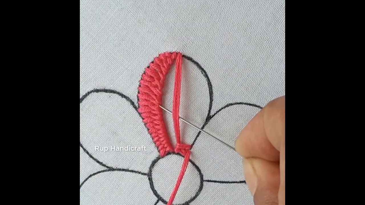 Basic Hand Embroidery | very easy Buttonhole stitch amazing  florar design needle work #embroidery