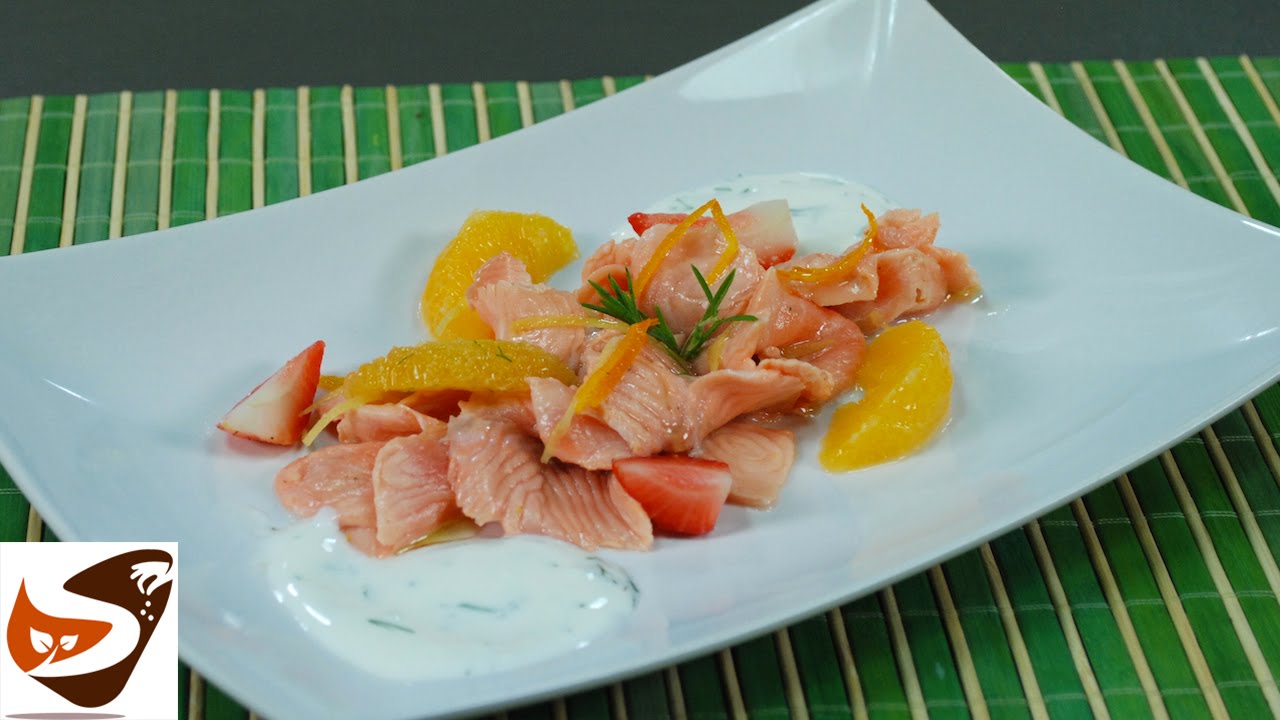 Carpaccio di salmone marinato agli agrumi - antipasti di pesce (salmon carpaccio recipe)