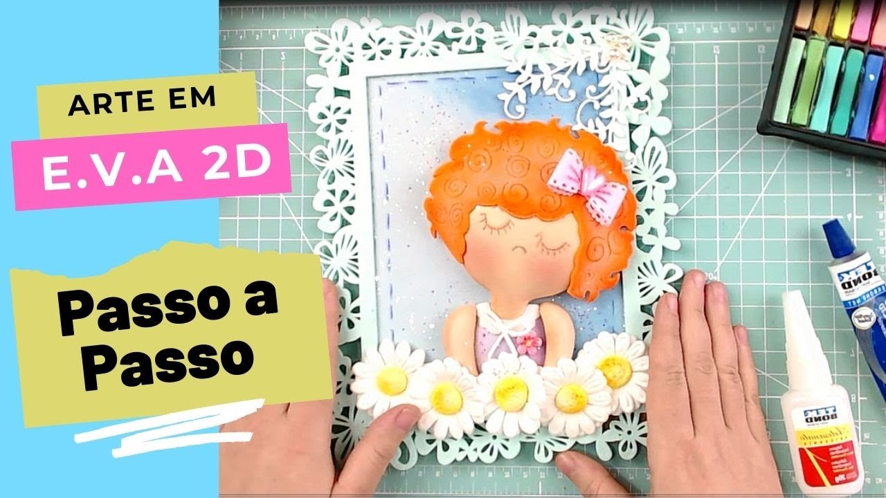 Boneca no Quadro em E.V.A 2D | Escola do Eva | Lais Braz | Colab Desafio - Crie & Recrie