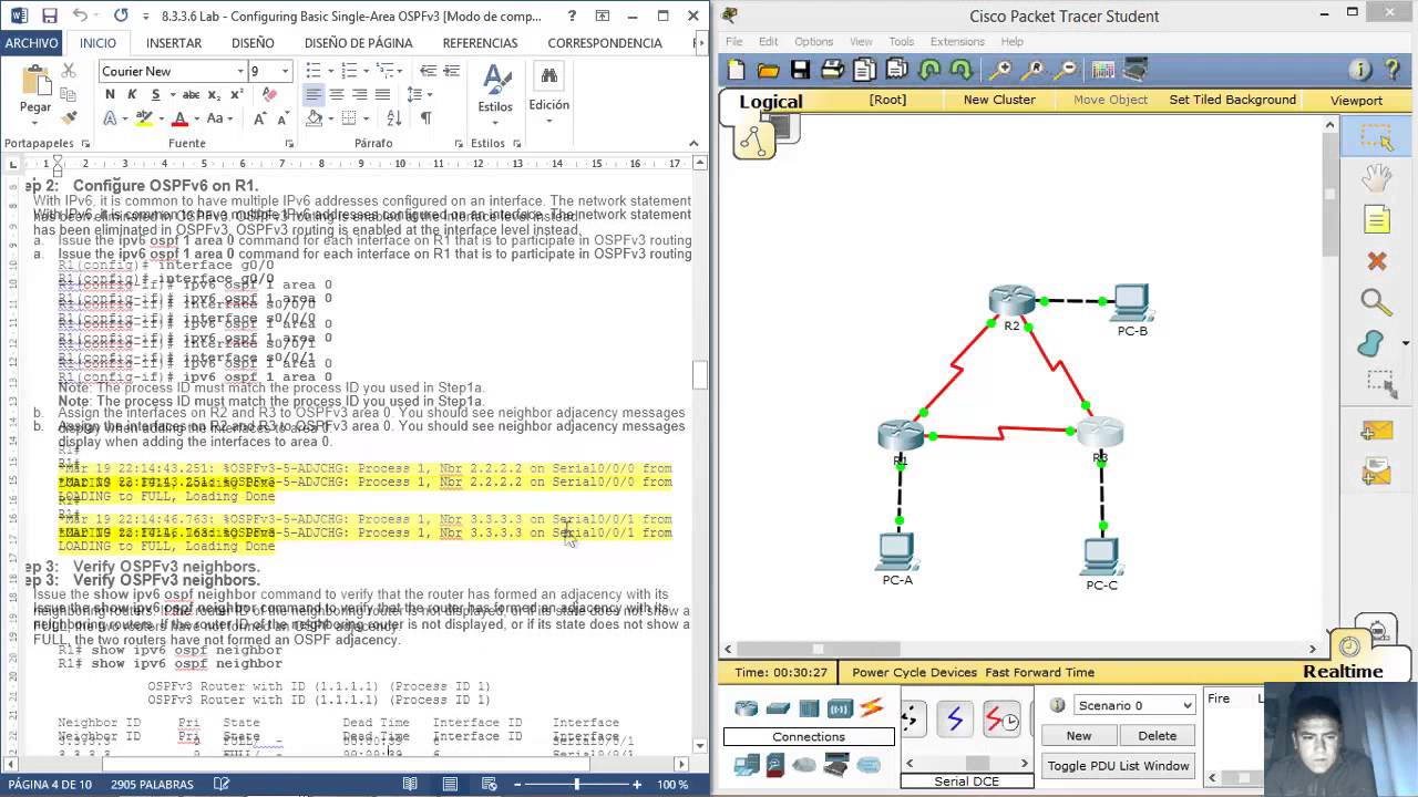 8.3.3.6 Lab - Configuring Basic Single-Area OSPFv3