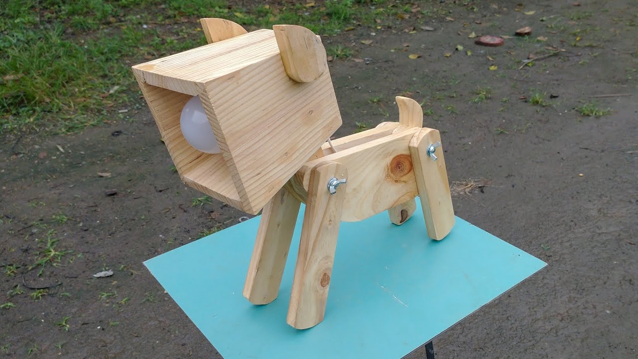 lámpara de madera en forma de perrito / proyecto con madera de pallet/ woodworking