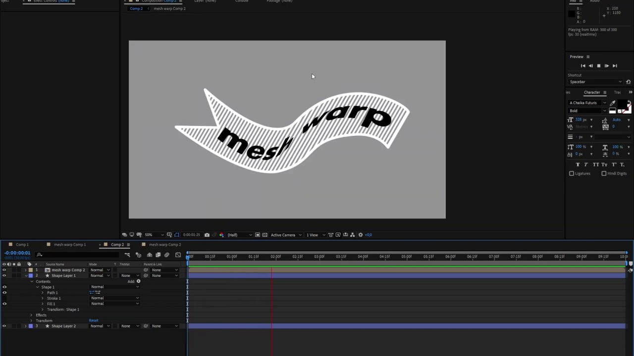 Ae: трансформация по форме / mesh warp