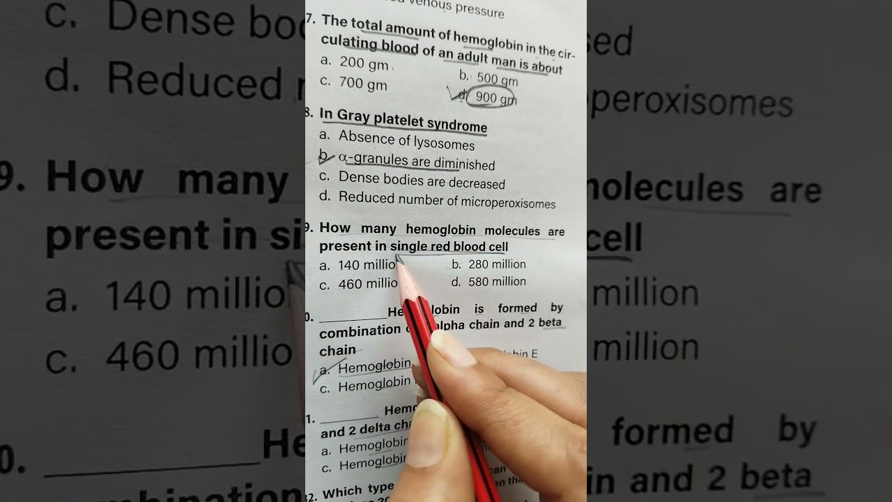 Hematology and Blood bank MCQs for Lab technician government exam 💯🔥#medicalentranceexam #shortvideo